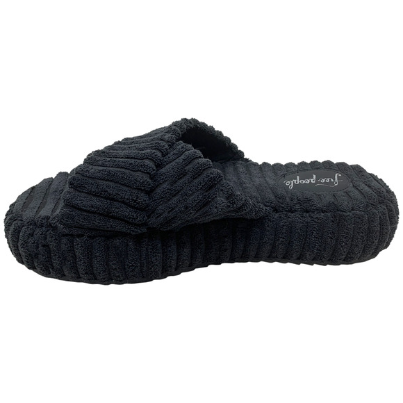 Free People 2 Days in Ibiza Black Terry Cloth Slip On Platform Sandals Sz 10 - Picture 4 of 10